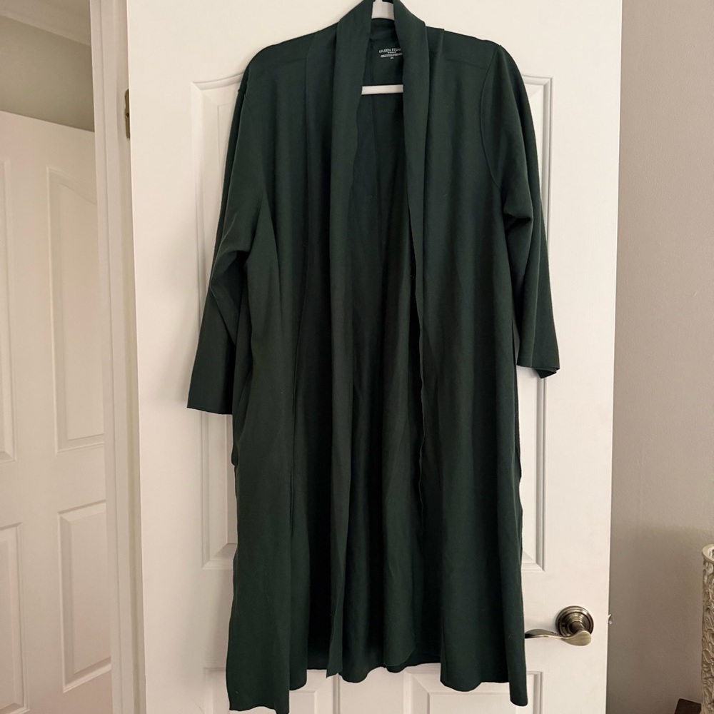 Eileen Fisher 100% Wool Cardigan Open Front Minimalist Longline Sweater 2X